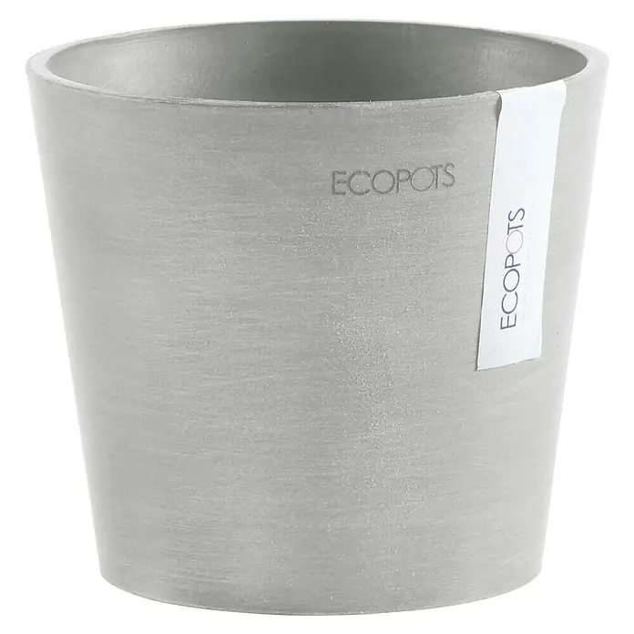 Ecopots Amsterdam Pflanztopf MiniAußenmaß (Ø x H): 13 x 11,4 cm, Kunststoff, Weiß, Grau