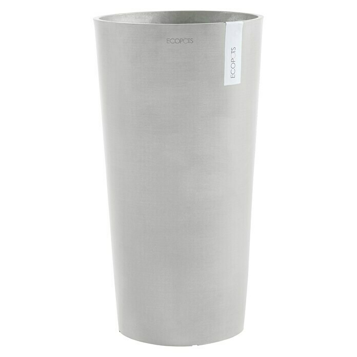 Ecopots Amsterdam Pflanzsäule rund High (Außenmaß (Ø x H): 41 x 76 cm, Kunststoff, Weiß, Grau) | BAUHAUS