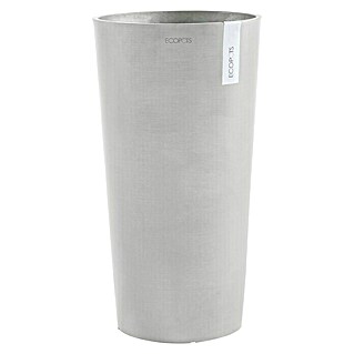 Ecopots Amsterdam Pflanzsäule rund Mid High (Außenmaß (Ø x H): 34 x 66 cm, Kunststoff, Weiß, Grau)