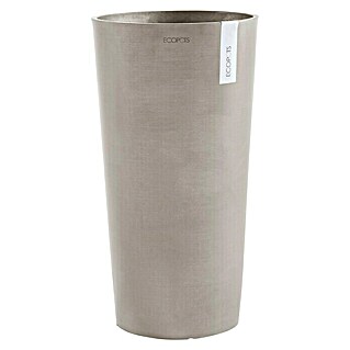 Ecopots Amsterdam Pflanzsäule rund Mid High (Außenmaß (Ø x H): 34 x 66 cm, Kunststoff, Braungrau)