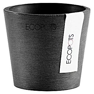 Ecopots Amsterdam Pflanztopf Mini (Außenmaß (Ø x H): 8 x 7 cm, Kunststoff, Dunkelgrau)