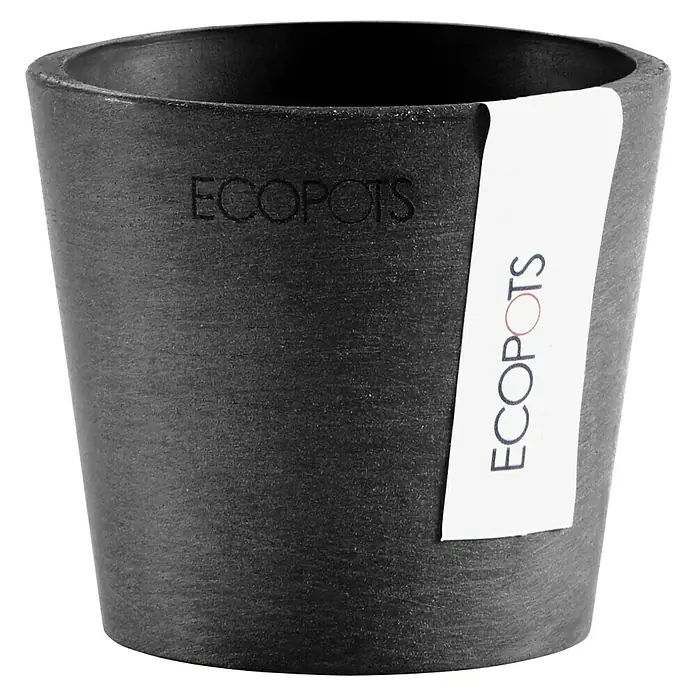 Ecopots Amsterdam Pflanztopf Mini - Außenmaß (Ø x H): 8 x 7 cm, Kunststoff, Dunkelgrau - Der Ecopots Blumentopf ist ein stilvoller, nachhaltiger Behälter für Pflanzen. Das schlichte Design fügt sich nahtlos in jede Umgebung ein.