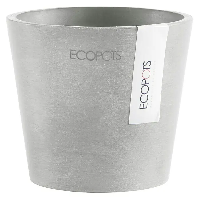 Ecopots Amsterdam Pflanztopf Mini - Außenmaß (Ø x H): 10,5 x 9,2 cm, Kunststoff, Weiß, Grau - Der ECOPOTS Topf Oslo in Beton Grau ist ein stilvoller Pflanztopf für den Innen- und Außenbereich. Erhältlich in verschiedenen Größen.
