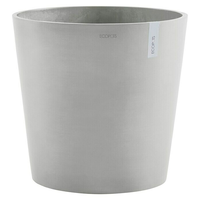 Ecopots Amsterdam Pflanzkübel rund (Außenmaß (Ø x H): 50 x 43,8 cm, Kunststoff, Weißgrau, Mit Bewässerungssystem) | BAUHAUS