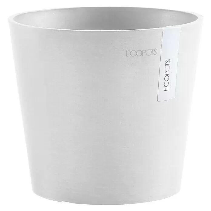 Ecopots Amsterdam Pflanztopf Mini - Außenmaß (Ø x H): 17 x 14,9 cm, Kunststoff, Weiß - Runder, weißer Ecopots Blumentopf mit feiner Textur.