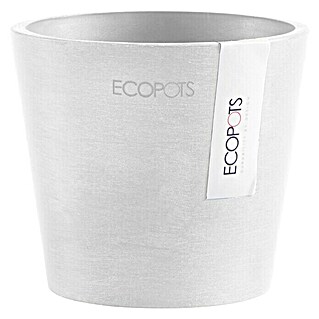 Ecopots Amsterdam Pflanztopf Mini (Außenmaß (Ø x H): 10,5 x 9,2 cm, Kunststoff, Weiß)