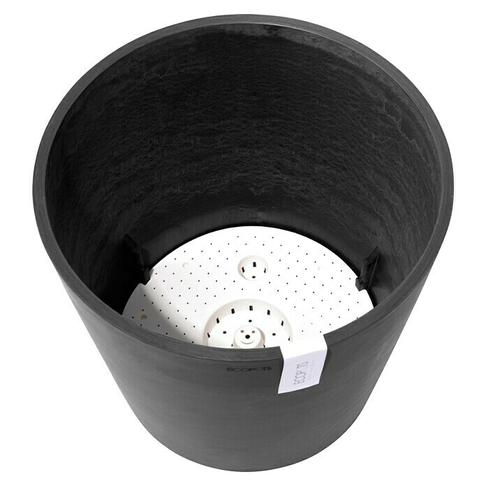 Ecopots Amsterdam Pflanzkübel rund (Außenmaß (Ø x H): 40 x 35 cm, Kunststoff, Dunkelgrau, Mit Bewässerungssystem) | BAUHAUS