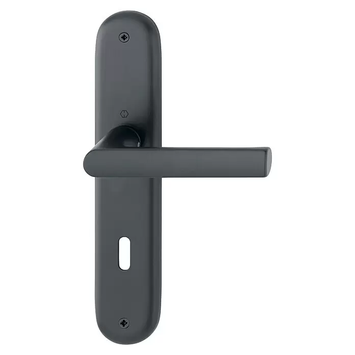 Hoppe Zimmertürgarnitur Hamburg - Stärke Tür: 42 mm - 37 mm, Aluminium, Buntbart - Vorderansicht