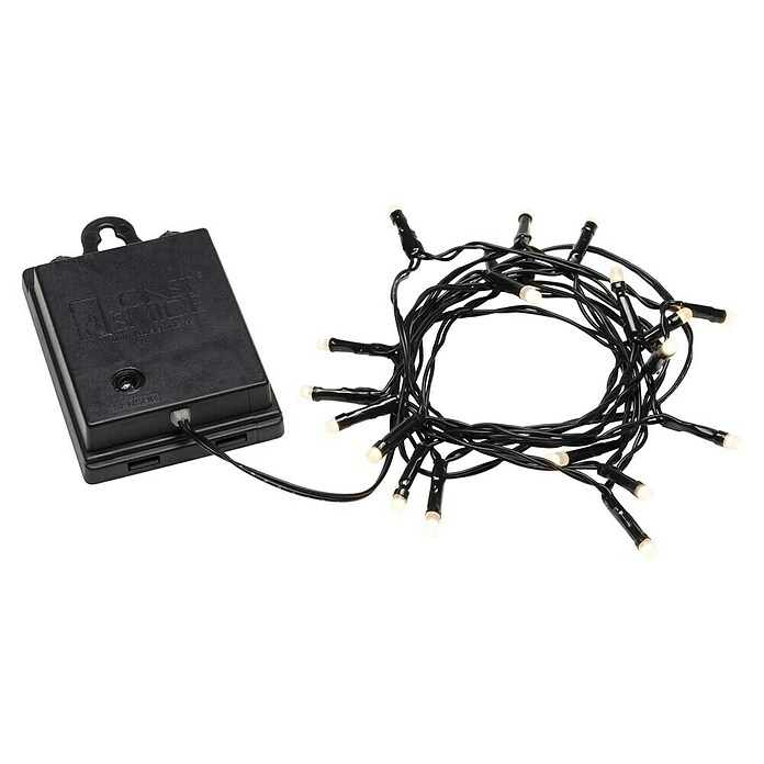 Konstsmide LED-Lichterkette (Außen, Lichtfarbe: Warmweiß, Anzahl Leuchtmittel: 20 Stk., Batteriebetrieben, Schwarz) | BAUHAUS