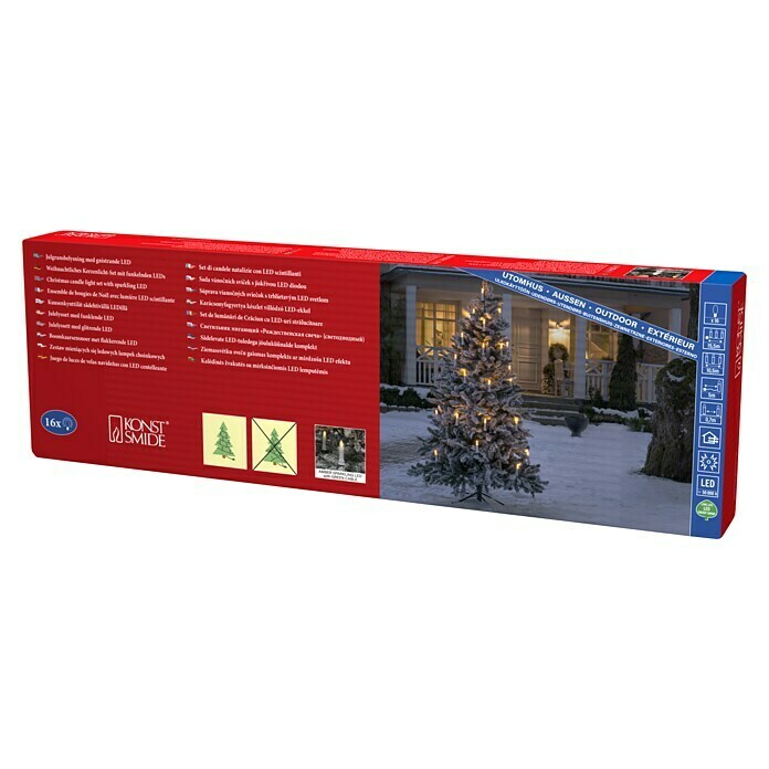 Konstsmide LED-Weihnachtskerzen (15,5 m, Weiß, Lichtfarbe: Bernstein, 16 Stk., IP44) | BAUHAUS