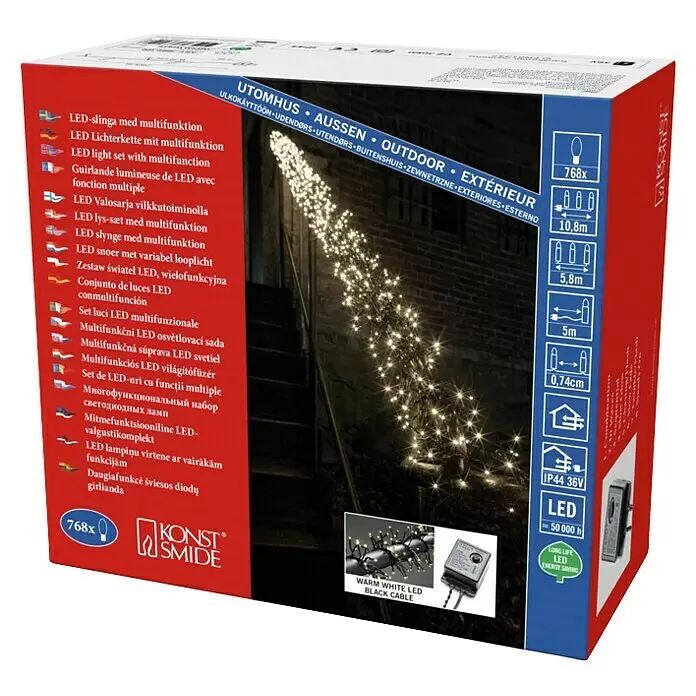 Konstsmide LED-Clusterlichterkette - Außen, Länge: 10,8 m, 768 Stk., Netzbetrieben - Diagonale Ansicht