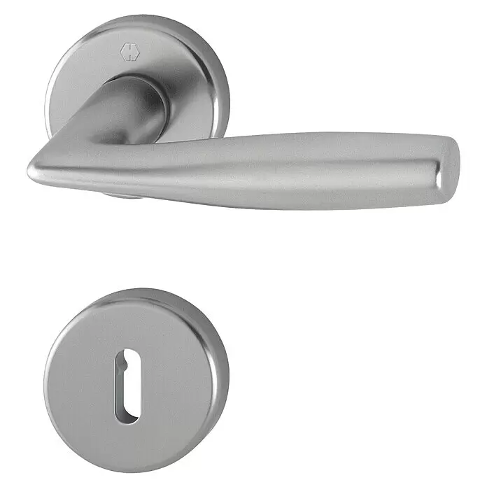 Hoppe Zimmertürgarnitur Vitoria - Stärke Tür: 42 mm - 37 mm, Aluminium, Buntbart - Vorderansicht
