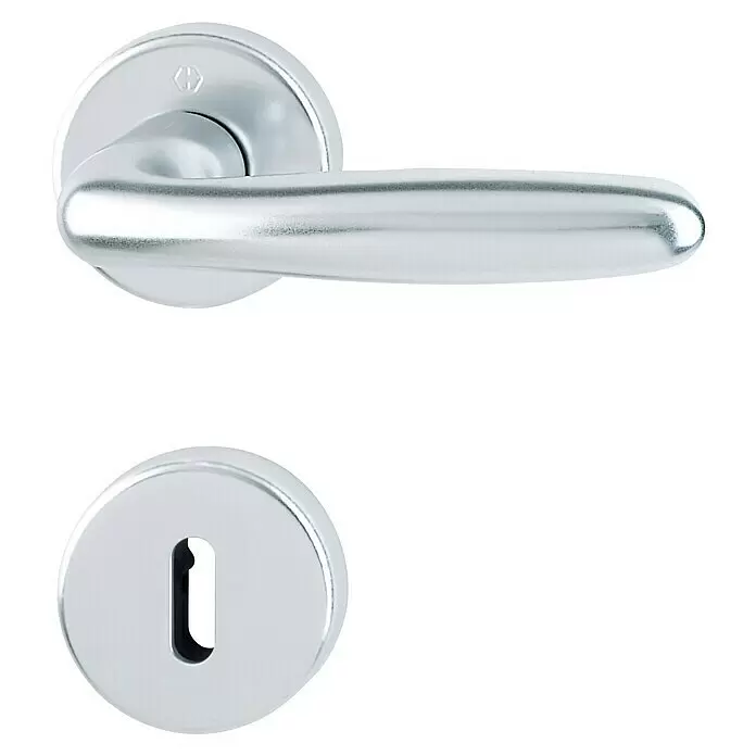 Hoppe Zimmertürgarnitur Verona - Stärke Tür: 42 mm - 37 mm, Aluminium, Buntbart - Vorderansicht