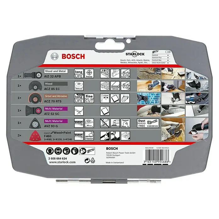 Bosch Zubehör-Set Starlock Set Best of Renovation - 8 Stk. - Bosch Starlock Multitool-Zubehörset mit verschiedenen Sägeblättern und Schleifpads für Holz, Metall, Fliesen und Farben.