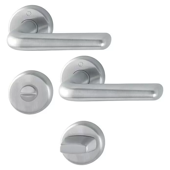 Hoppe Zimmertürgarnitur WC HelsingborgStärke Tür: 42 mm - 37 mm, Edelstahl, Schlitzkopf/Olive
