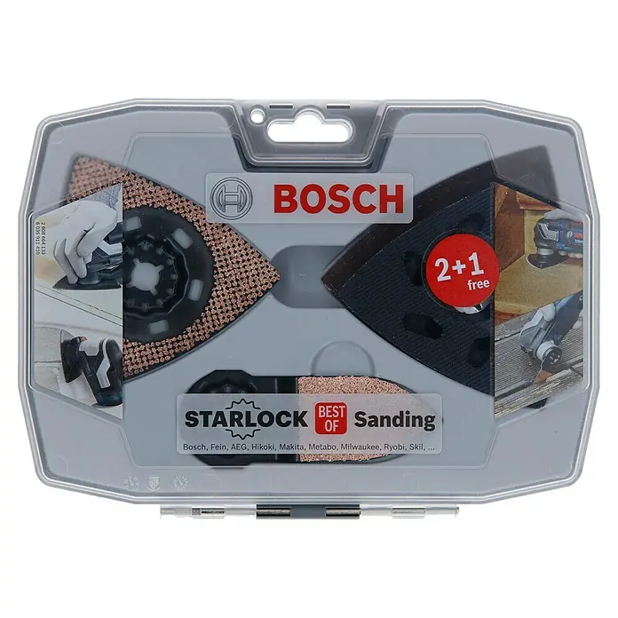 Bosch Zubehör-Set Starlock Best of Sanding - 6 Stk. - Bosch Starlock Schleifblatt-Set: Das Set enthält Schleifblätter für verschiedene Multitools, ideal für Schleifarbeiten mit hoher Leistung.