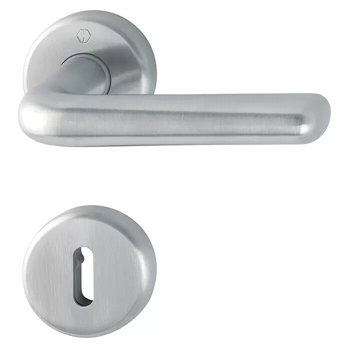 Hoppe Zimmertürgarnitur HelsingborgStärke Tür: 42 mm - 37 mm, Edelstahl, Buntbart
