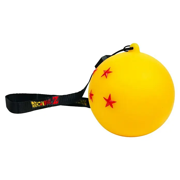 Lámpara LED decorativa bola de dragón - L x An x Al: 6 x 6 x 6 cm - Colgante de Bola de Dragón de cuatro estrellas de Dragonball Z con correa. Esfera amarilla con estrellas rojas, ideal para fans de la serie anime.
