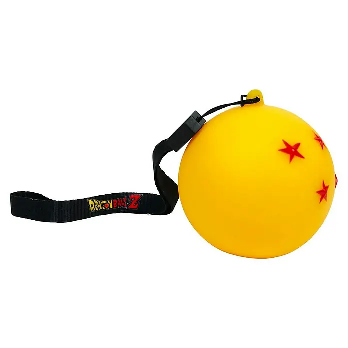 Lámpara LED decorativa bola de dragón - L x An x Al: 6 x 6 x 6 cm - Llavero amarillo de Dragon Ball Z con cuatro estrellas rojas y cordón negro.