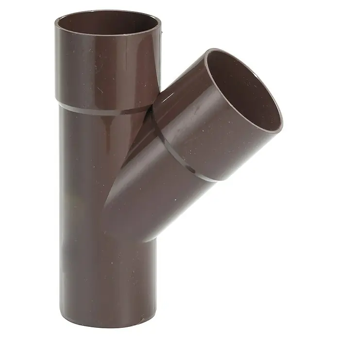 FunkeGruppe Fallrohrabzweig Vario - 45 °, Kunststoff, Braun, 50/50 mm - Braunfarbenes Y-Stück-Rohrverbinder, ideal für Sanitäranwendungen und Abwassersysteme. Robuste Konstruktion für zuverlässige Verbindungen.