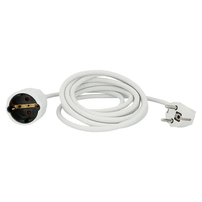 Voltomat Alargo - 3 m, Blanco, H05VV-F - Cable de extensión blanco con enchufe y toma Schuko, enrollado para guardar, una solución de alimentación interior robusta con un cable duradero.