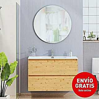 Conjunto de mueble de baño Kira (100 cm, Pino, Efecto madera, 3 pzs.)