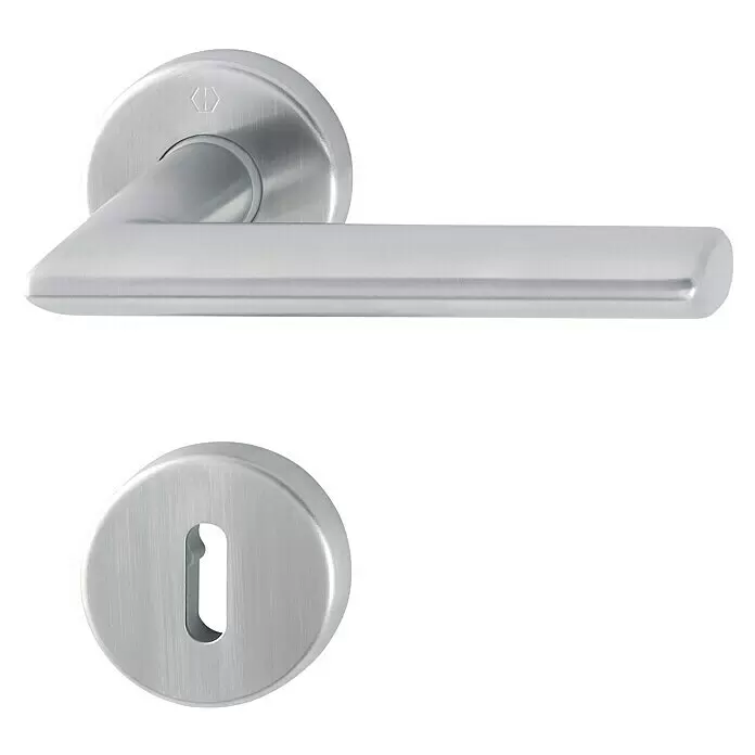Hoppe WC-Drückergarnitur Stockholm - Stärke Tür: 37 mm - 42 mm, Edelstahl, Buntbart - Türdrücker und Schlüsselrosette aus gebürstetem Metall.
