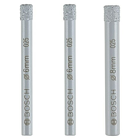 Bosch Expert Diamant-Trockenbohrer (Durchmesser: 6 mm - 8 mm, Länge: 66 mm, 3 Stk.)