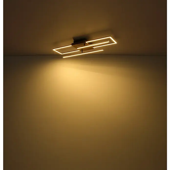 Globo LED-Deckenleuchte KENDRA - 18 W, L x B x H: 60 x 15 x 10 cm, Schwarz-matt, Warmweiß - Moderne Deckenleuchte mit geometrischem Design, die ein warmes Licht ausstrahlt und eine stilvolle Atmosphäre im Raum schafft.