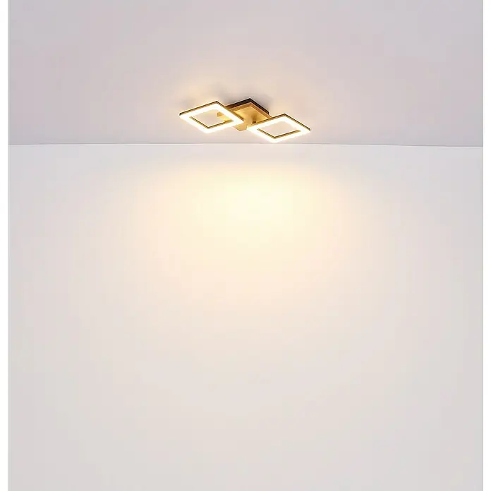 Globo LED-Deckenleuchte KERRY - 30 W, L x B x H: 66 x 31 x 7,5 cm, Schwarz-matt, Warmweiß - Moderne Deckenleuchte mit zwei quadratischen LED-Elementen und warmweißem Licht für eine stilvolle Beleuchtung.