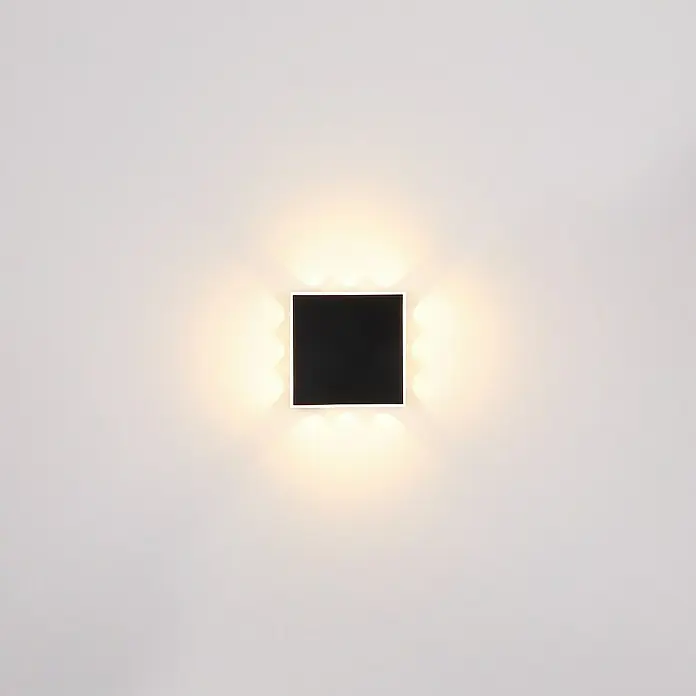 Globo Wandleuchte SAIDY - 12 W, Schwarz-matt, Sonstige - Quadratische Wandleuchte mit indirektem Licht für eine moderne Raumgestaltung. Die schwarze Oberfläche sorgt für einen eleganten Akzent an jeder Wand.