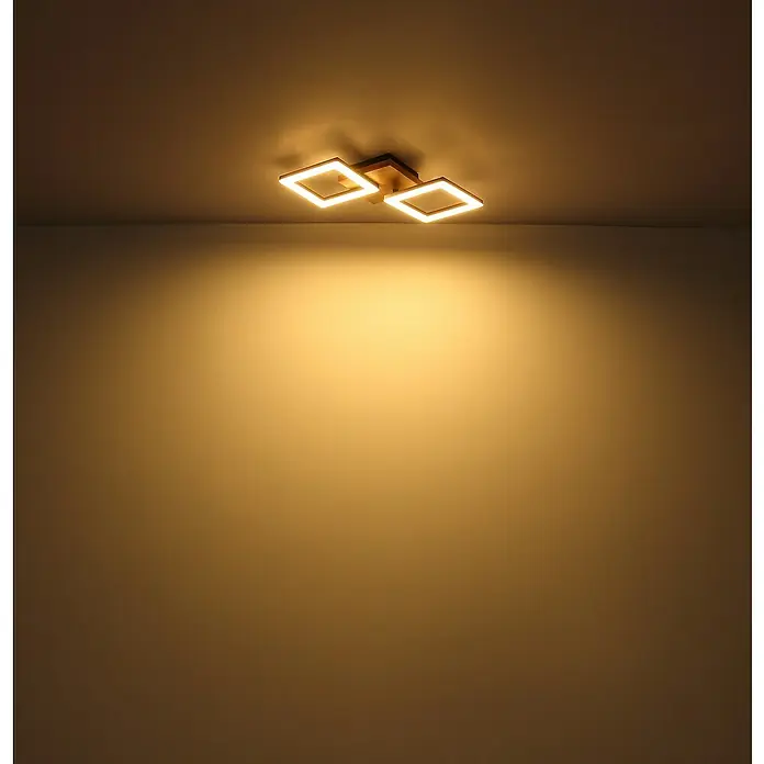 Globo LED-Deckenleuchte KERRY - 18 W, L x B x H: 46 x 22,5 x 7 cm, Schwarz-matt, Warmweiß - Quadratische Deckenleuchte mit warmem Licht, die ein modernes Ambiente schafft. Perfekt für stilvolle Beleuchtung im Innenbereich.