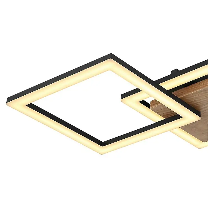 Globo LED-Deckenleuchte KERRY - 30 W, L x B x H: 66 x 31 x 7,5 cm, Schwarz-matt, Warmweiß - Moderne LED-Deckenleuchte mit quadratischen Elementen und warmweißer Beleuchtung für ein stilvolles Ambiente.