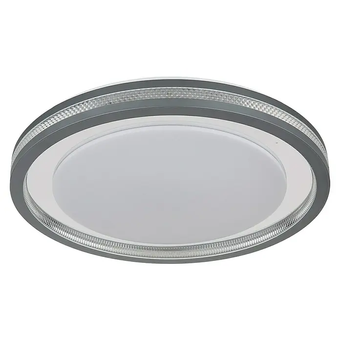 Globo LED-Deckenleuchte rund TERPSA - 30 W, Ø x H: 47,8 x 6,7 cm, Weiß-matt, Mehrfarbig - Eine moderne runde Deckenleuchte mit einem silbernen Rahmen und einem weißen Diffusor für ein helles und gleichmäßiges Licht.