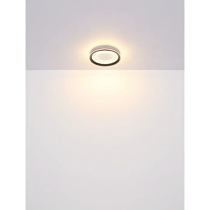 Globo LED-Deckenleuchte rund CLARINO - 18 W, Ø x H: 30 x 5,5 cm, Weiß, Warmweiß - Runde Deckenleuchte mit schwarzem Rand und warmem Licht, die eine angenehme Atmosphäre im Raum schafft. Sie sorgt für eine gleichmäßige Ausleuchtung.
