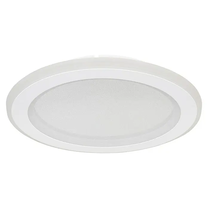 Globo LED-Deckenleuchte rund TINI - 18 W, Ø x H: 29,7 x 4,7 cm, Weiß, Neutralweiß - Nahaufnahme einer weißen LED-Deckenleuchte mit rundem Diffusor, die für eine gleichmäßige Ausleuchtung in Innenräumen sorgt.