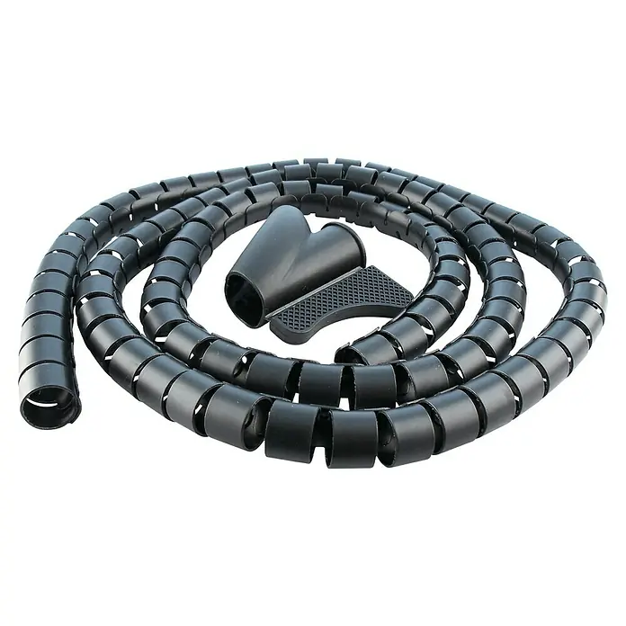 Schwaiger Kabelorganisierer KBSL28 043 - Schwarz, 1,5 m - Schwarze Kabelspirale zur Organisation und zum Schutz von Kabeln mit einem praktischen Werkzeug zur einfachen Anwendung.