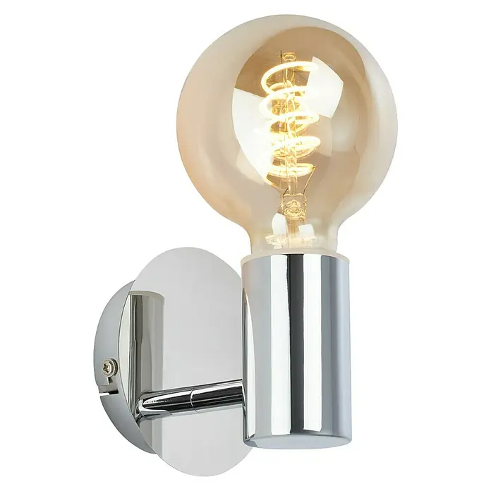 Briloner Wandleuchte KOSOL - 10 W, Chrom, E27 - Wandleuchte mit chromfarbener Halterung und einer dekorativen Glühbirne für stimmungsvolle Beleuchtung im Raum.