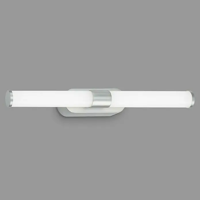 Briloner LED-Spiegelleuchte RUNT - 7 W, L x B x H: 40 x 4,5 x 6,5 cm, Chrom-matt, Neutralweiß - Elegante LED-Wandleuchte mit gebürstetem Nickel-Akzent. Perfekt für moderne Badezimmer und Flure, sorgt für stilvolle Beleuchtung.