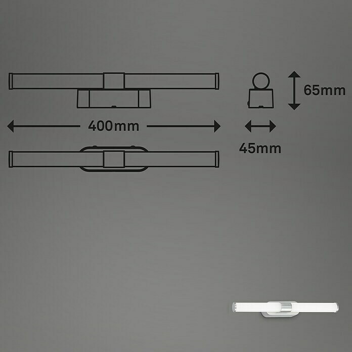 Briloner LED-Spiegelleuchte RUNT (7 W, L x B x H: 40 x 4,5 x 6,5 cm, Chrom-matt, Neutralweiß) | BAUHAUS