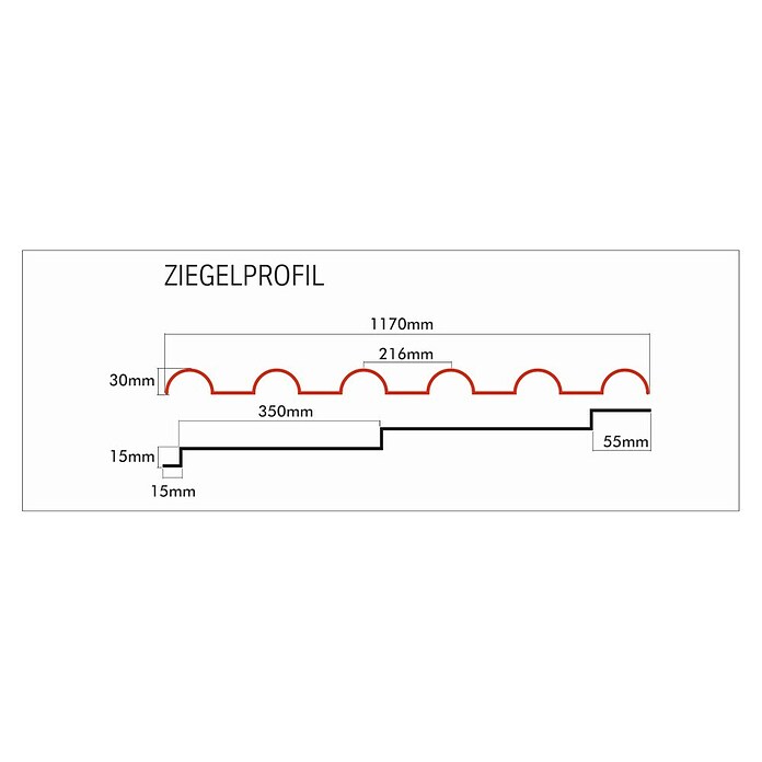 Probau Metallziegel (Terrakotta, 216 cm x 117 cm x 0,5 mm, Stahlblech)