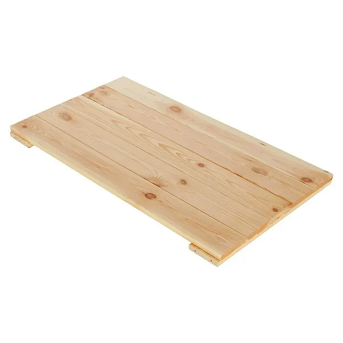 Regalux Regalsystem Heavy Regalboden - L x B: 80 x 46,2 cm, Holz - Draufsicht auf eine helle Holzplatte mit sichtbarer Maserung und Befestigungsleisten. Ideal für Möbelbau oder DIY-Projekte.