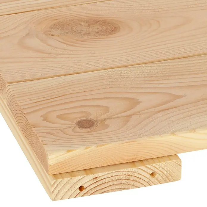 Regalux Regalsystem Heavy Regalboden - L x B: 80 x 46,2 cm, Holz - Nahaufnahme einer hellen Holzplatte, die Maserung und Details des Materials hervorhebt. Ideal für Möbelbau und Innenausbau.