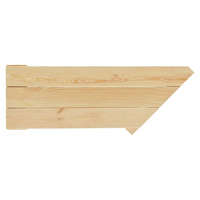 Regalux Regalsystem Heavy Eckboden - B x T: 82,2 x 28,2 cm, Holz - Ansicht einer schrägen Holzkiste mit klaren Linien und natürlicher Holzmaserung, ideal zur Aufbewahrung oder Dekoration.