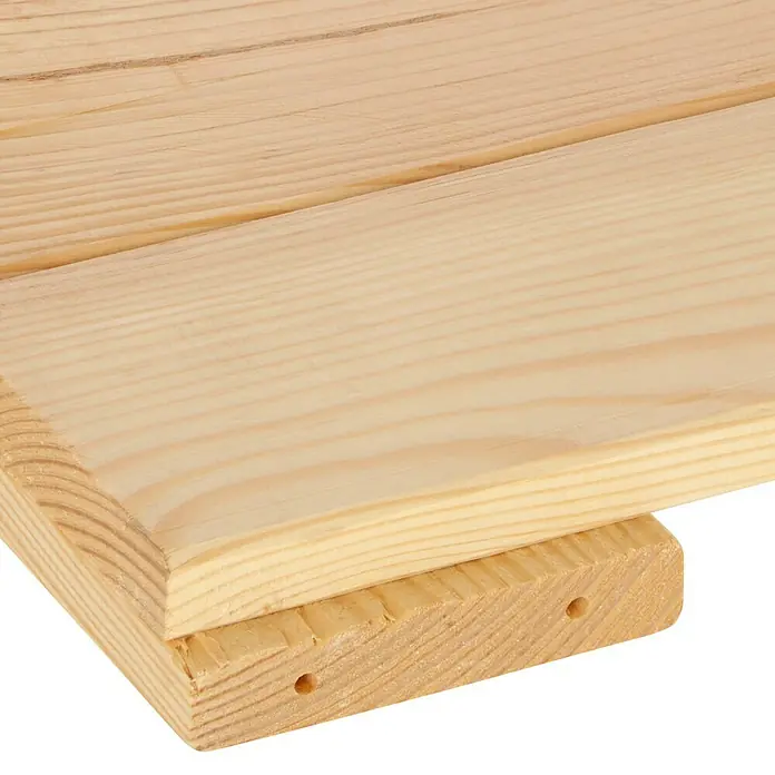 Regalux Regalsystem Heavy Regalboden - L x B: 80 x 28,2 cm, Holz - Nahaufnahme von verleimten Holzplatten, die die Textur und die Verbindungstechnik hervorheben. Ideal für DIY-Enthusiasten und Schreiner.
