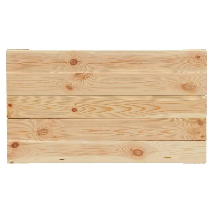 Regalux Regalsystem Heavy Regalboden - L x B: 80 x 46,2 cm, Holz - Eine rustikale Holzplatte aus hellen Brettern mit sichtbaren Holzmaserungen und Astlöchern. Ideal für DIY-Projekte und Dekorationen.