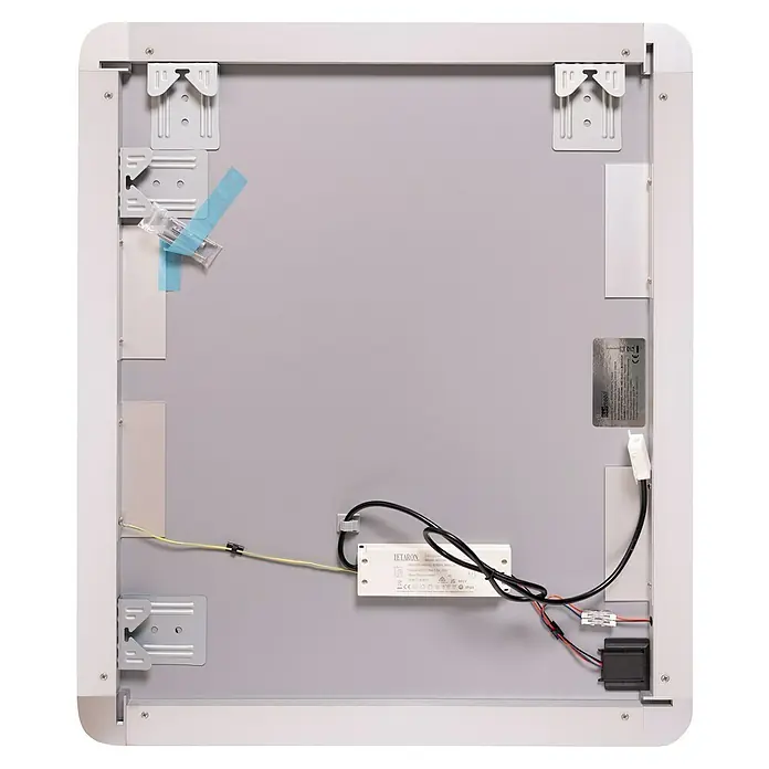 Camargue Lichtspiegel Frame - 80 x 68 cm, Leuchtmittel, Mit abgerundeten Kanten - Rückseite einer LED-Flächenleuchte mit Montagehalterungen und elektronischem Vorschaltgerät.