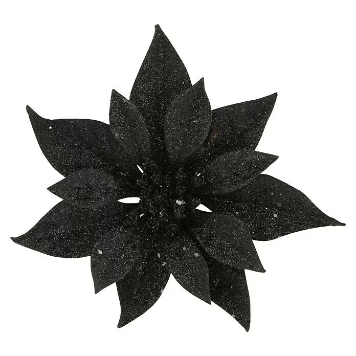 Dekoblüten Christrose - Durchmesser: 18 cm, Kunststoff, Schwarz, Weihnachtsstern - Vorderansicht