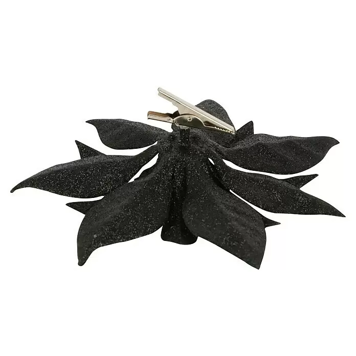Dekoblüten Christrose - Durchmesser: 18 cm, Kunststoff, Schwarz, Weihnachtsstern - Diagonale Ansicht
