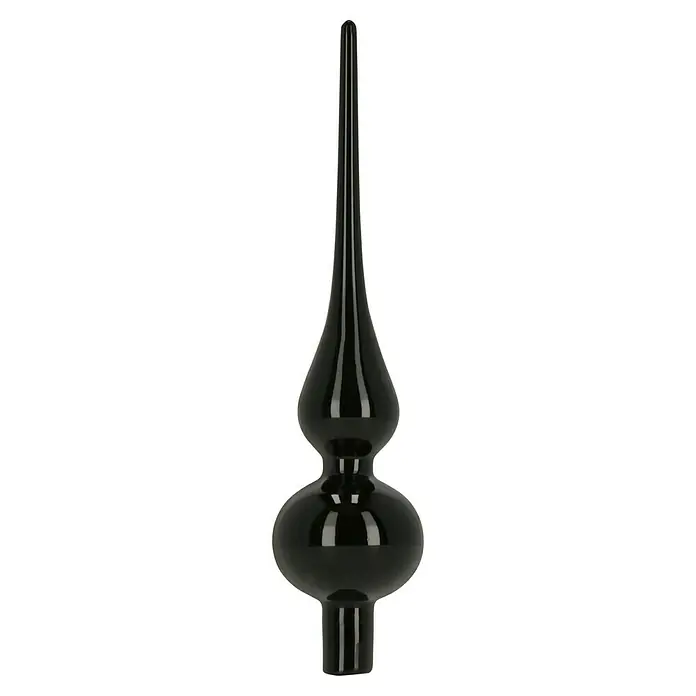Christbaumspitze - Länge: 6,2 cm, Schwarz Opal - Schwarze Christbaumspitze mit glänzender Oberfläche. Elegante Dekoration für festliche Weihnachtsbäume.